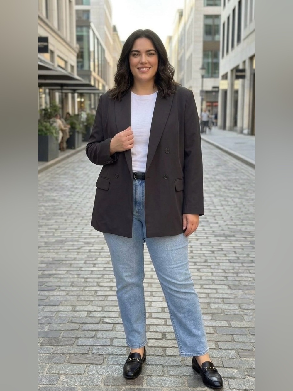 JustFab Black Double Breasted Blazer 1X